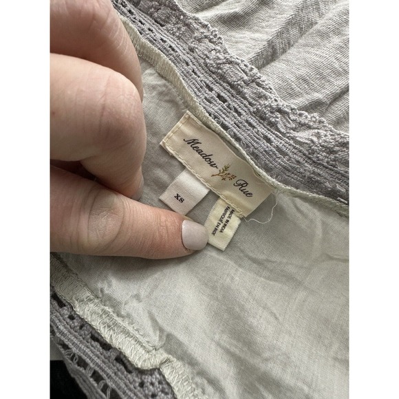 Anthropologie Meadow & Rue XS Women Button Up Shirt Top Crochet Cotton T14 - Picture 5 of 9